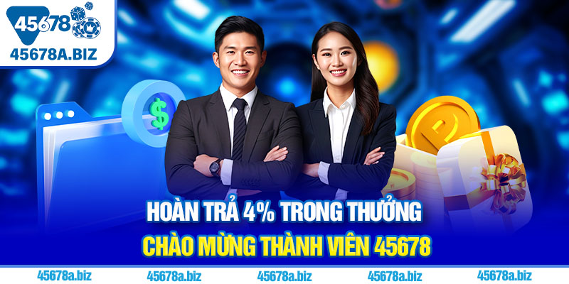 Hoàn trả 4% trong thưởng chào mừng thành viên 45678