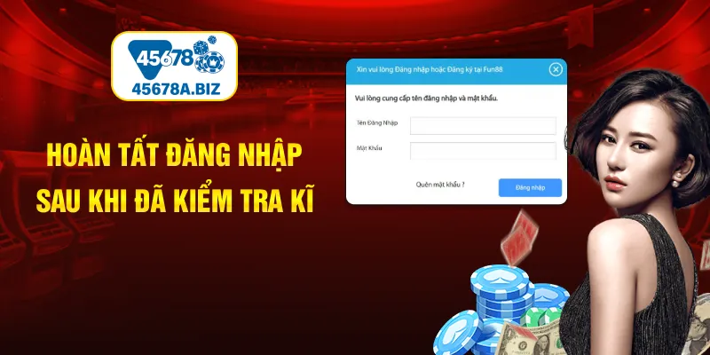Hoàn tất đăng nhập sau khi đã kiểm tra kĩ